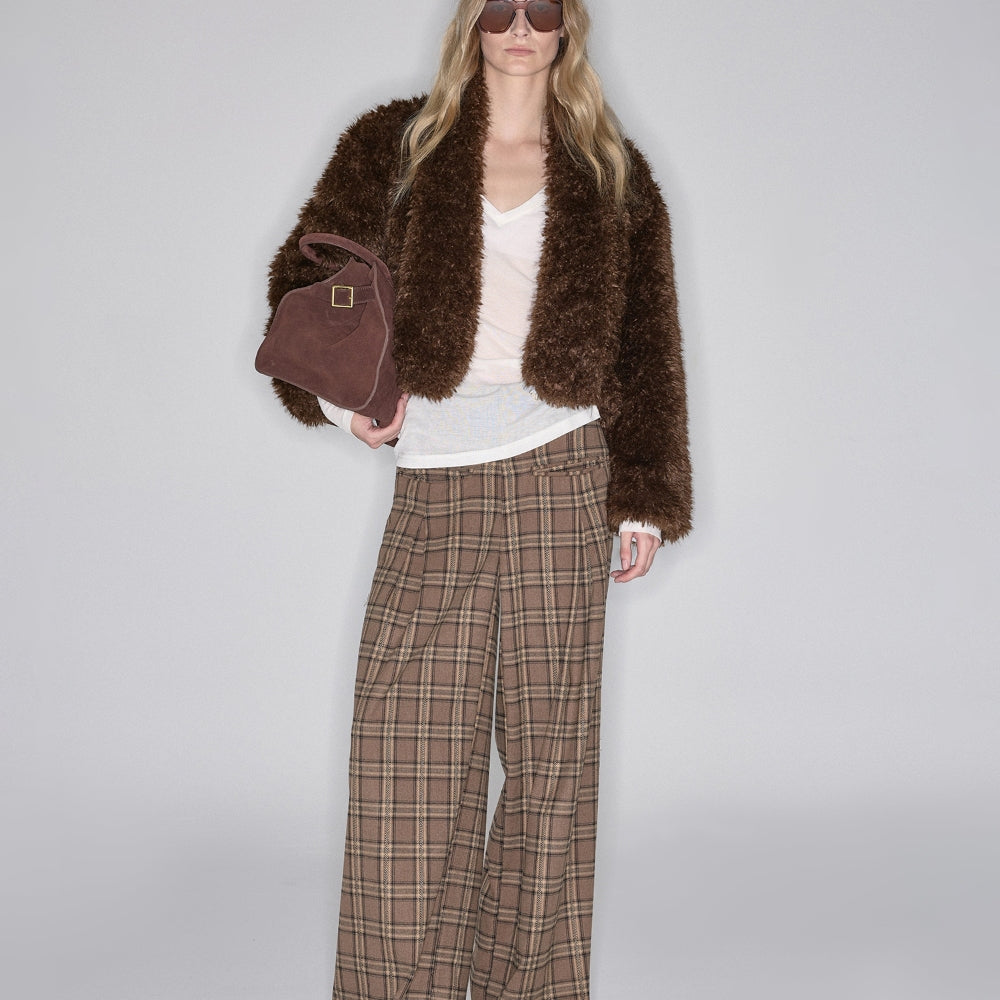 SANFRONTIERES Plaid Wide-Leg Pants