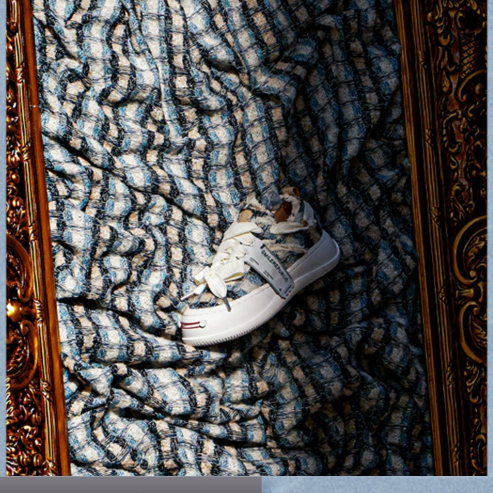 SMILEREPULIC denim open smile platform shoes blue and black