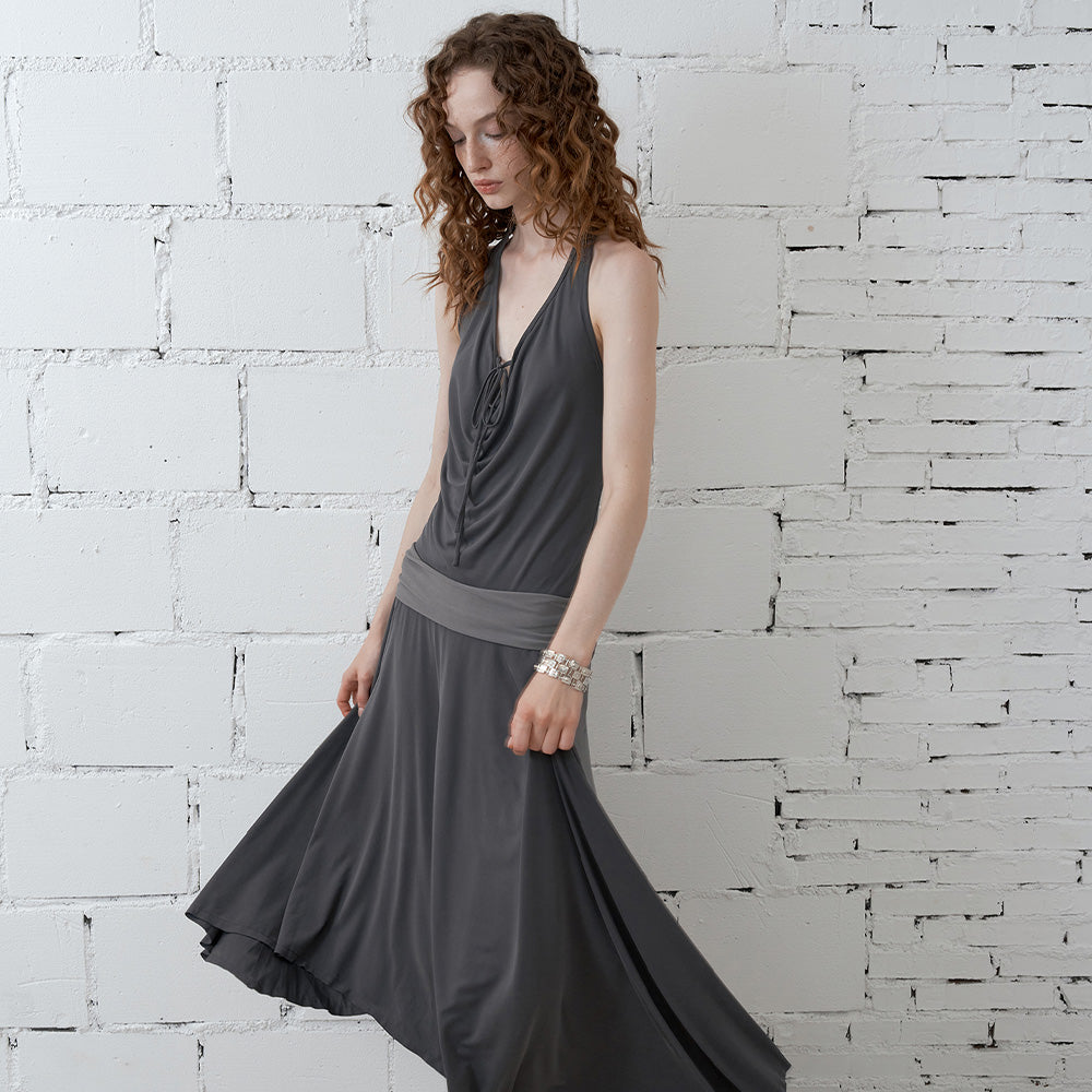 2AM POETRY Gray Draped Dress