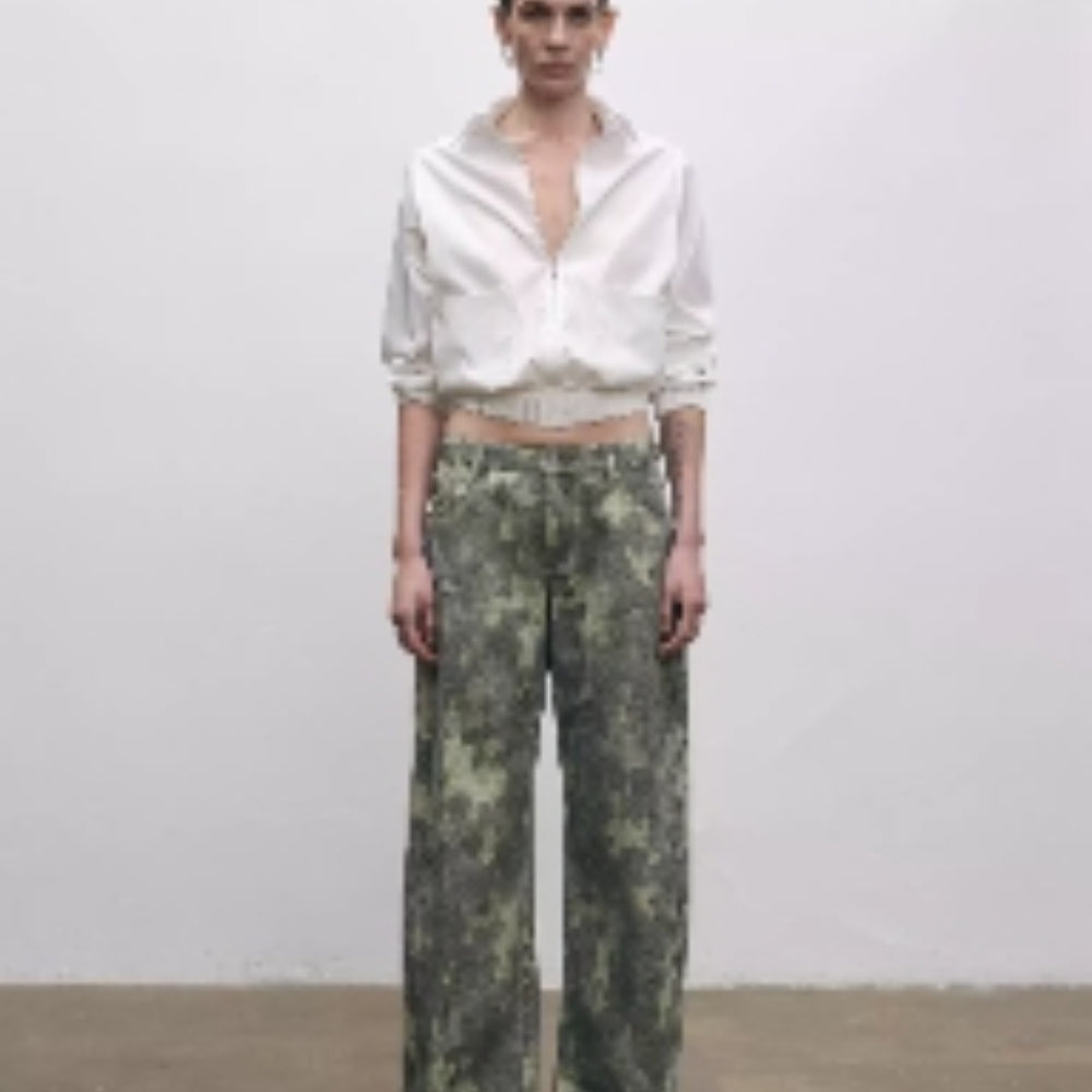 SANFRONTIERES Hand-Painted Camo Jeans