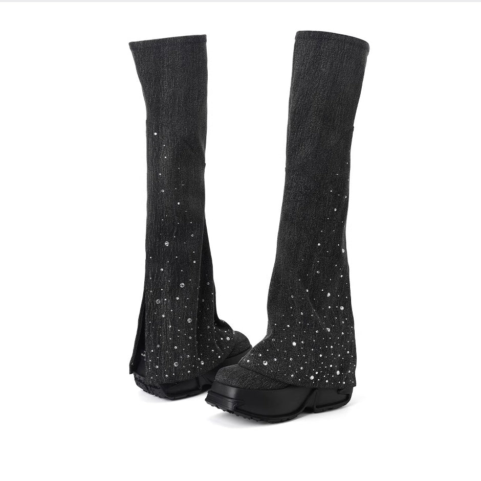 DAPHNE LAB [Sugar Cube] Rhinestone Over-the-Knee Boots