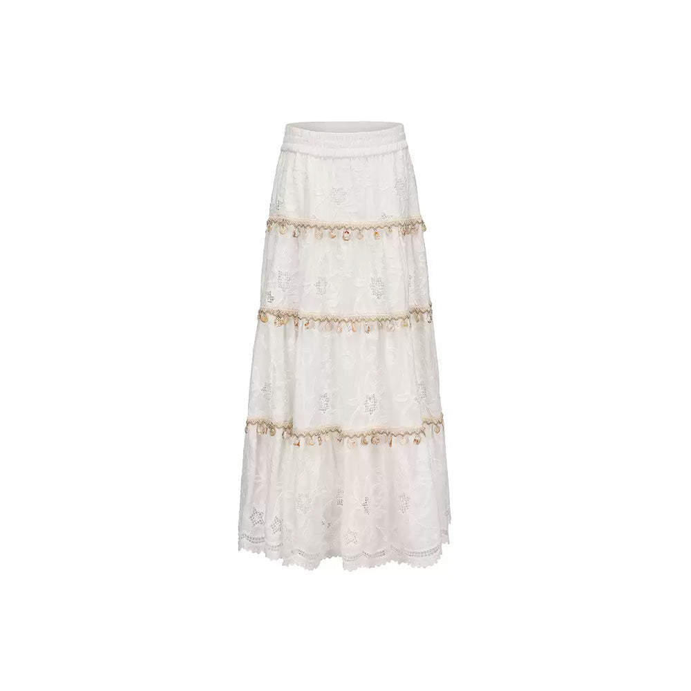 LACERTA Shell Fringe Skirt
