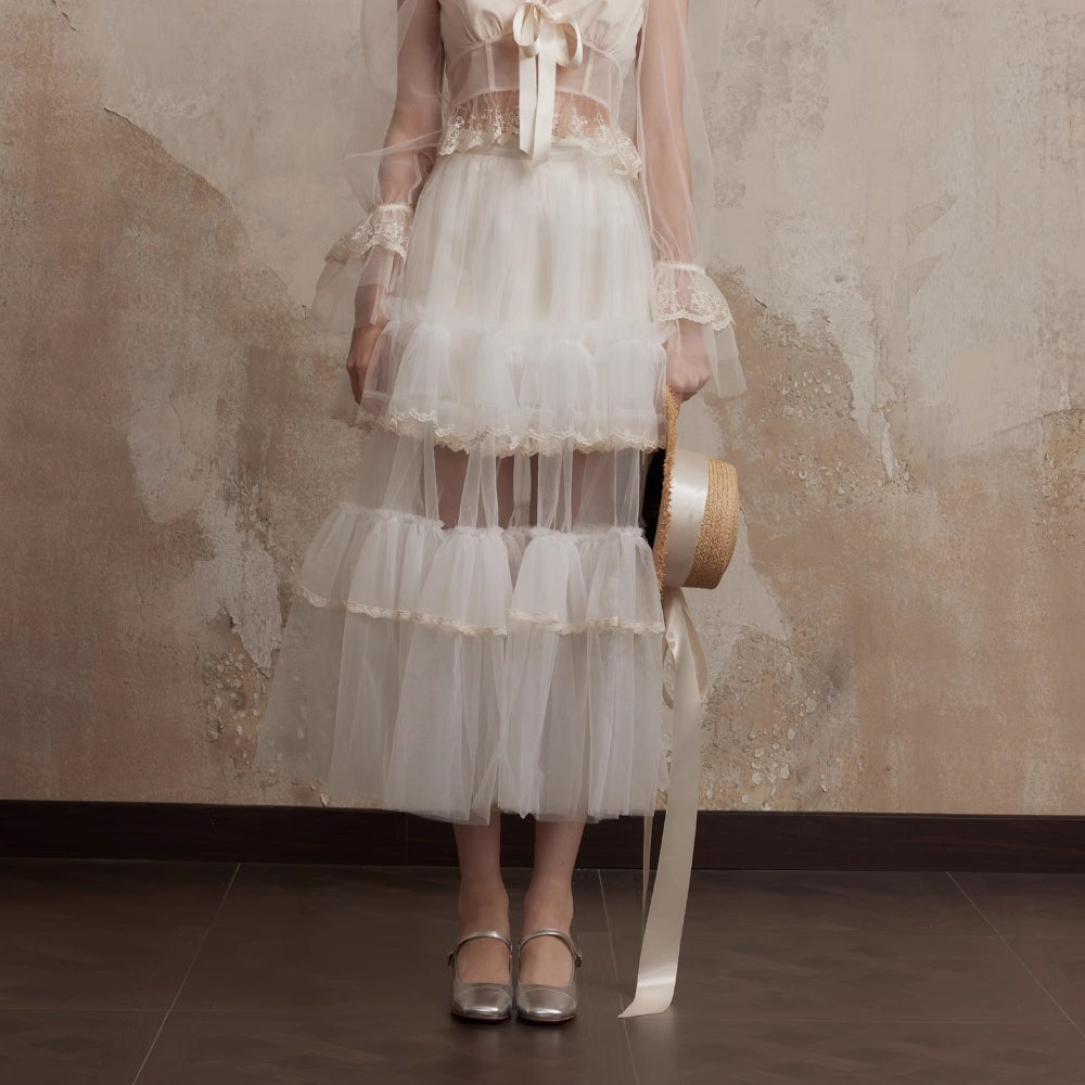 FA SOGNO White Tiered Gown