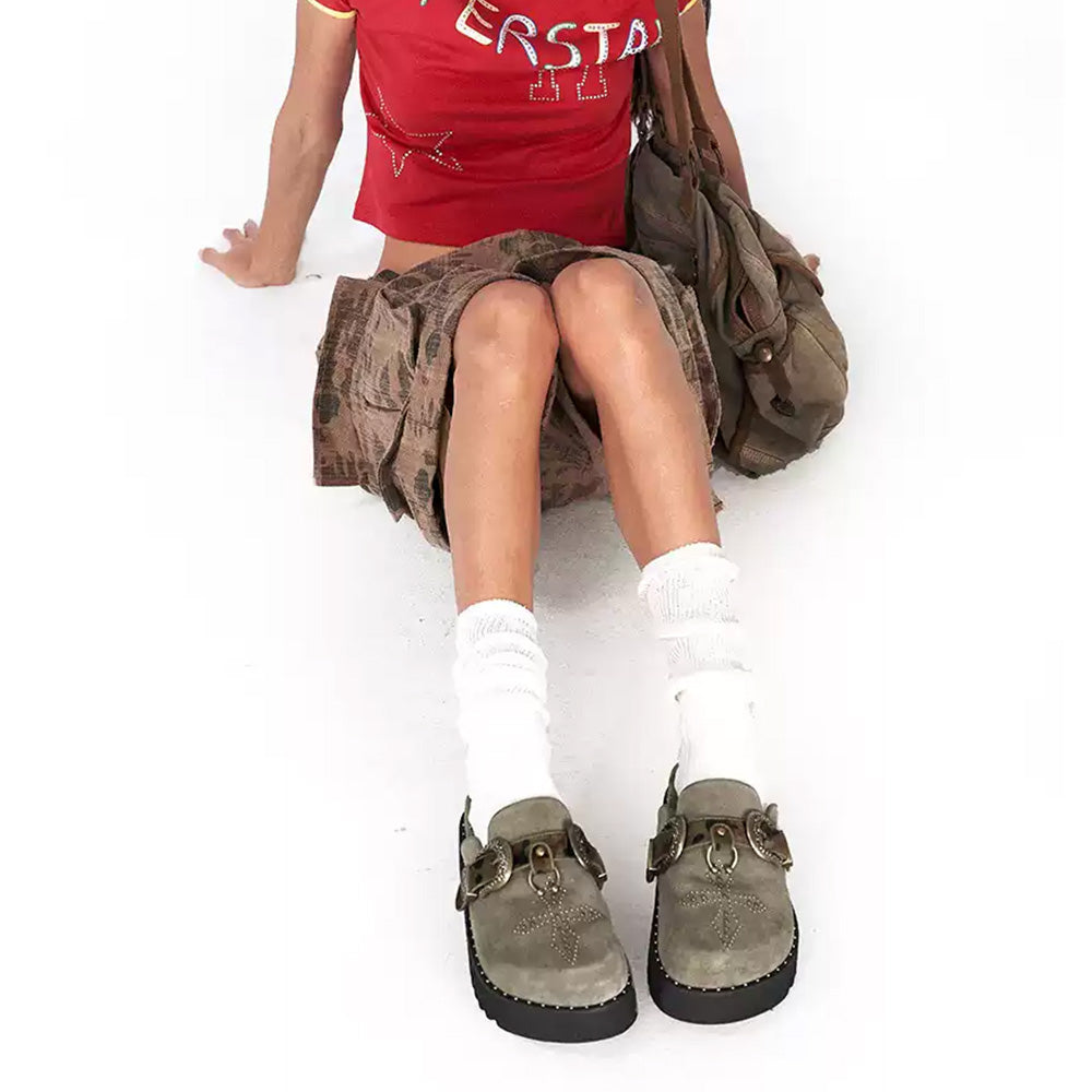 ARCADIAGYAL Cross Studded Birkenstocks