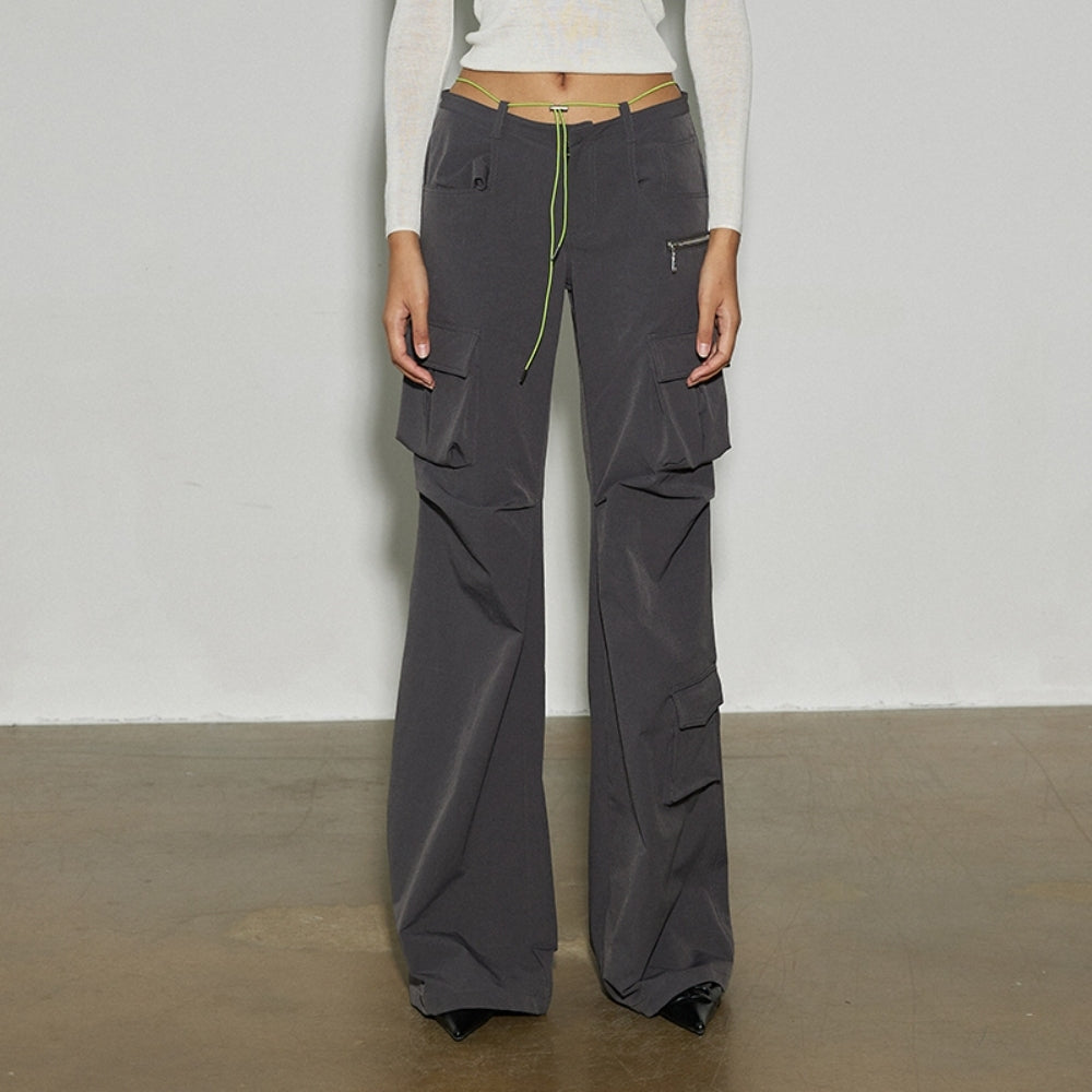 SANFRONTIERES Color-Block Parachute Pants
