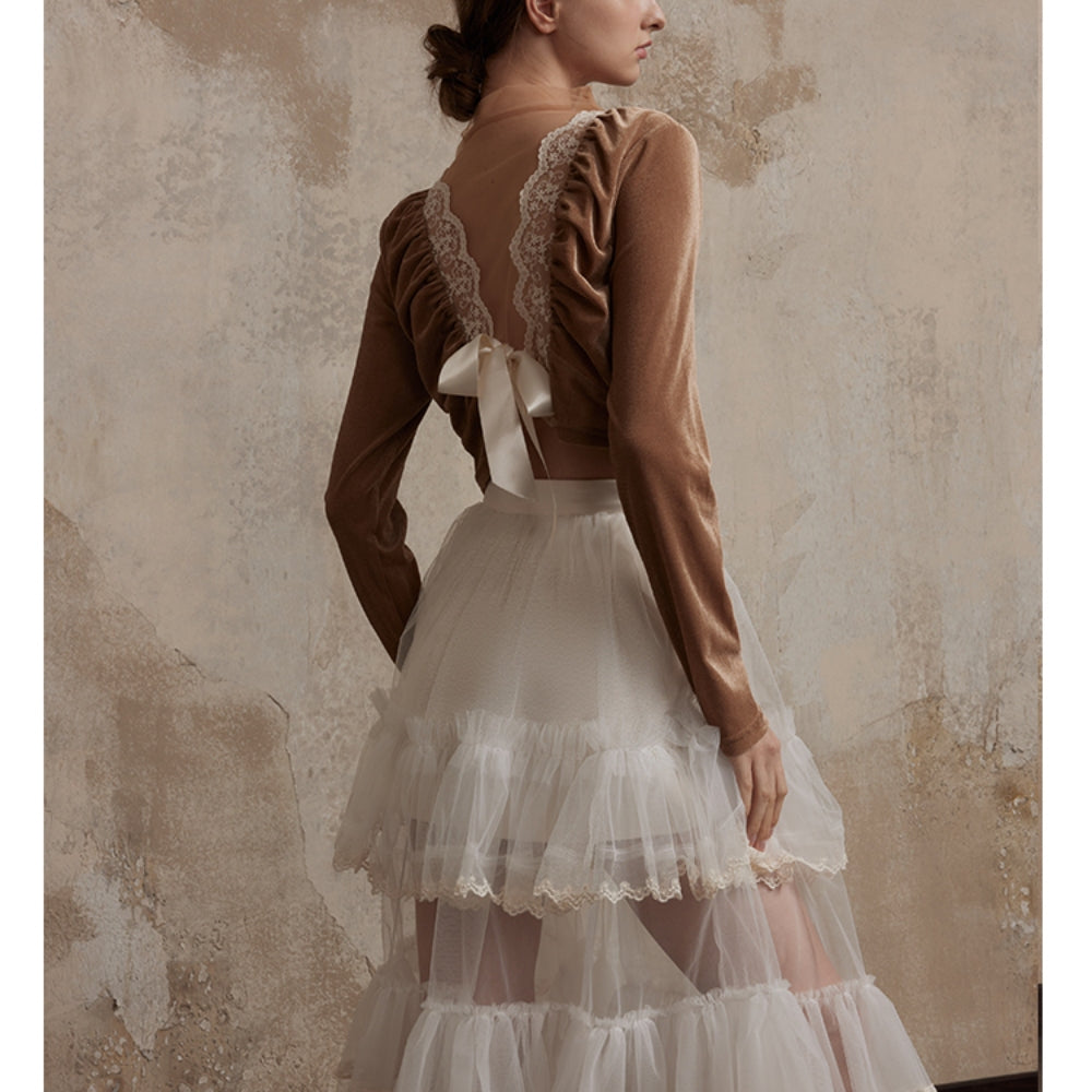 FA SOGNO Velvet Backless Top
