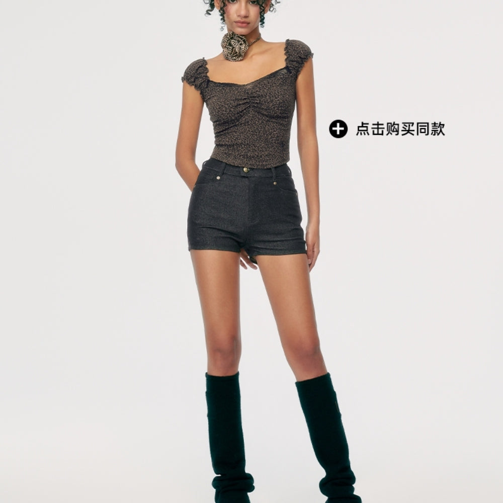 WOOHA High-Waisted Denim Shorts