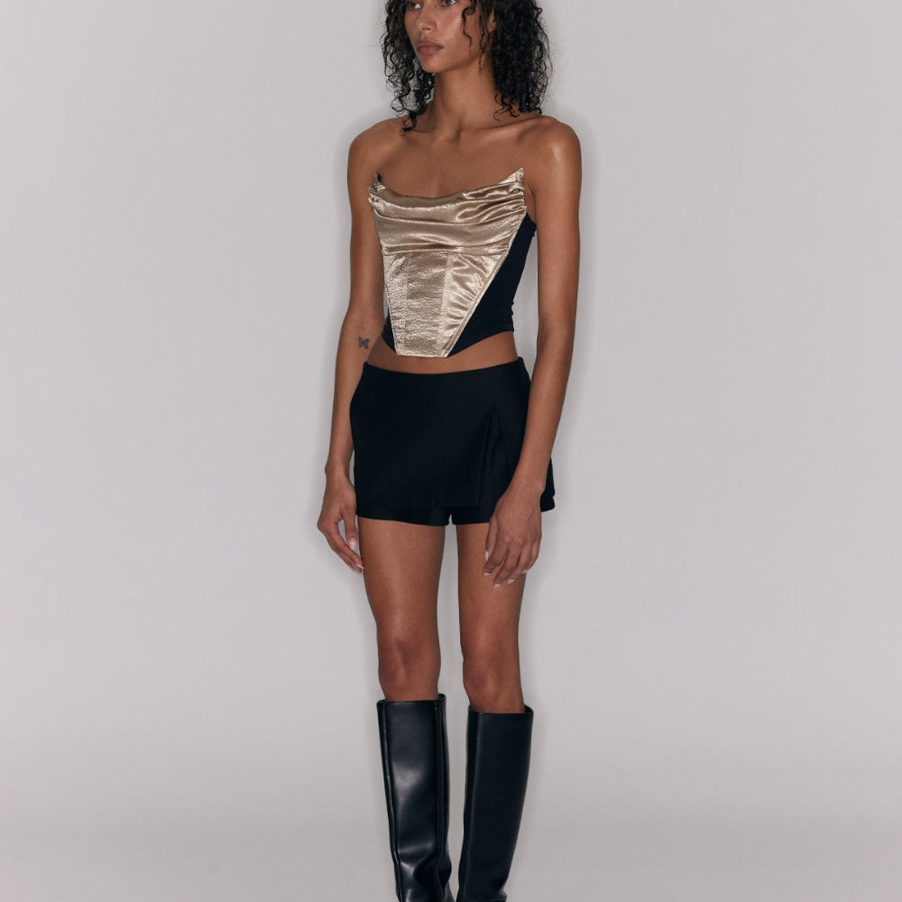 SANFRONTIERES Gold Corset Top