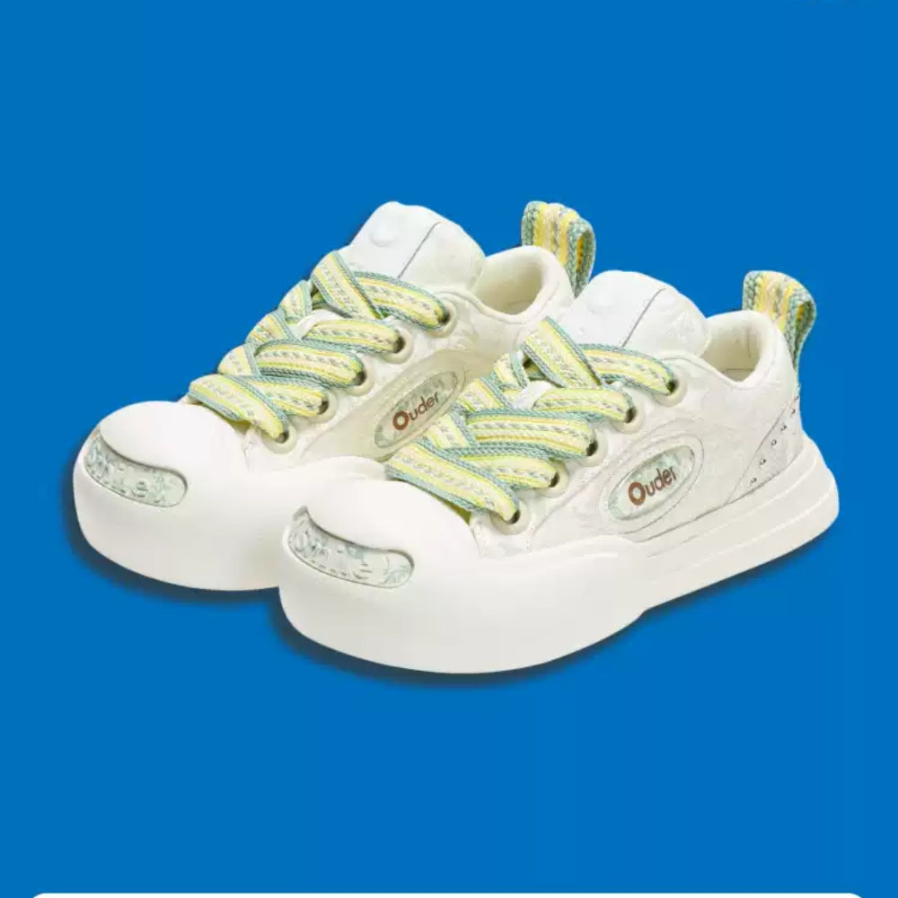 Ouder smiler silk pattern open smile canvas shoes green