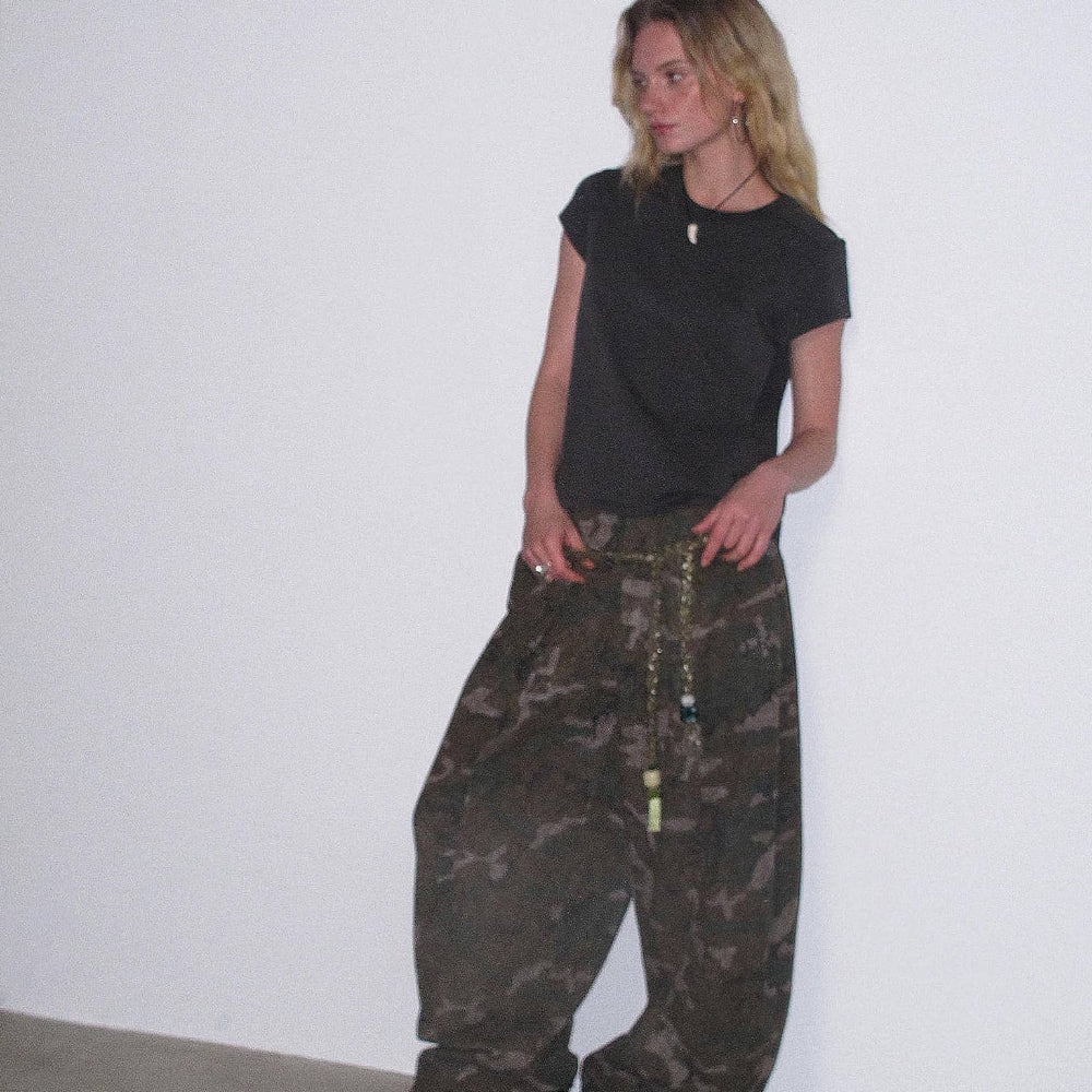 Dpercent丨Camouflage wide-leg pants