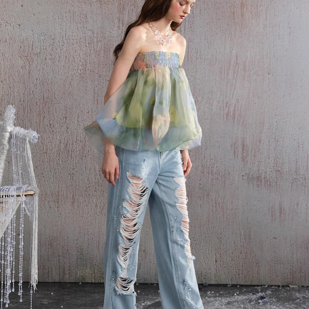 ARTE PURA Green Bustier Top