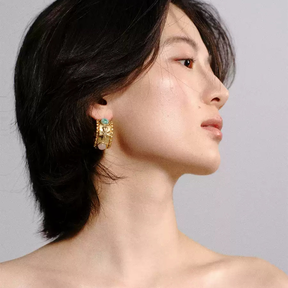tokokkino Stone Bow Earrings
