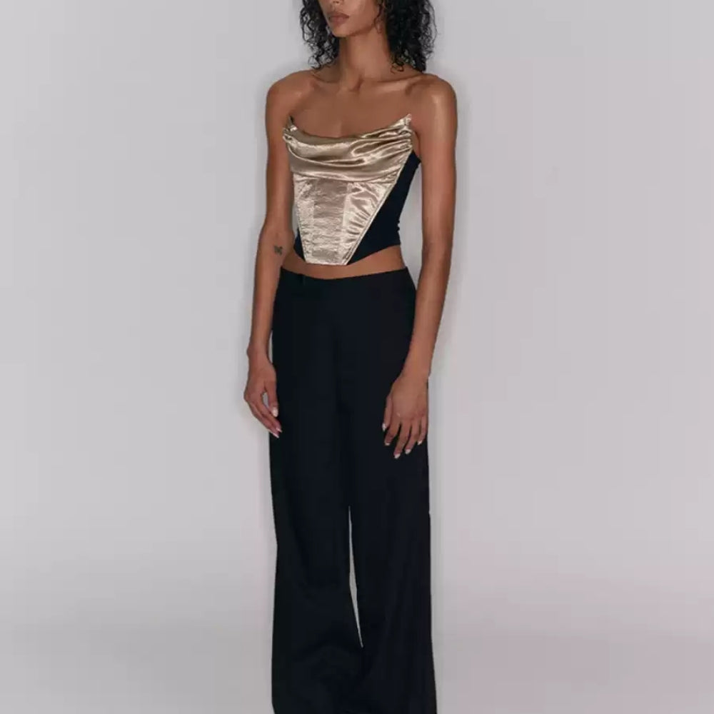 SANFRONTIERES Gold Corset Top