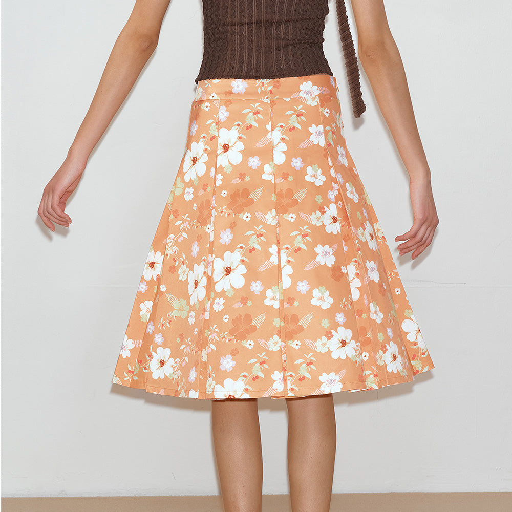 2AM POETRY Orange Floral Skirt