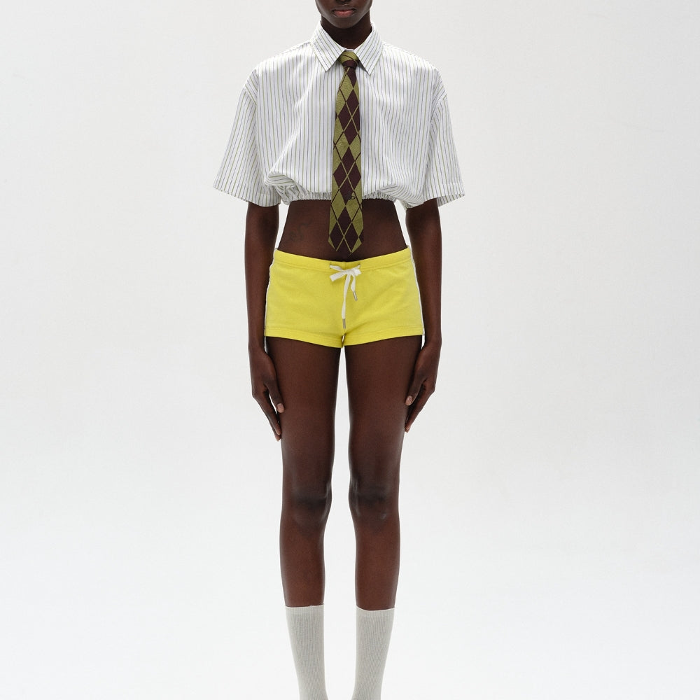 SANFRONTIERES Striped Cropped Shirt