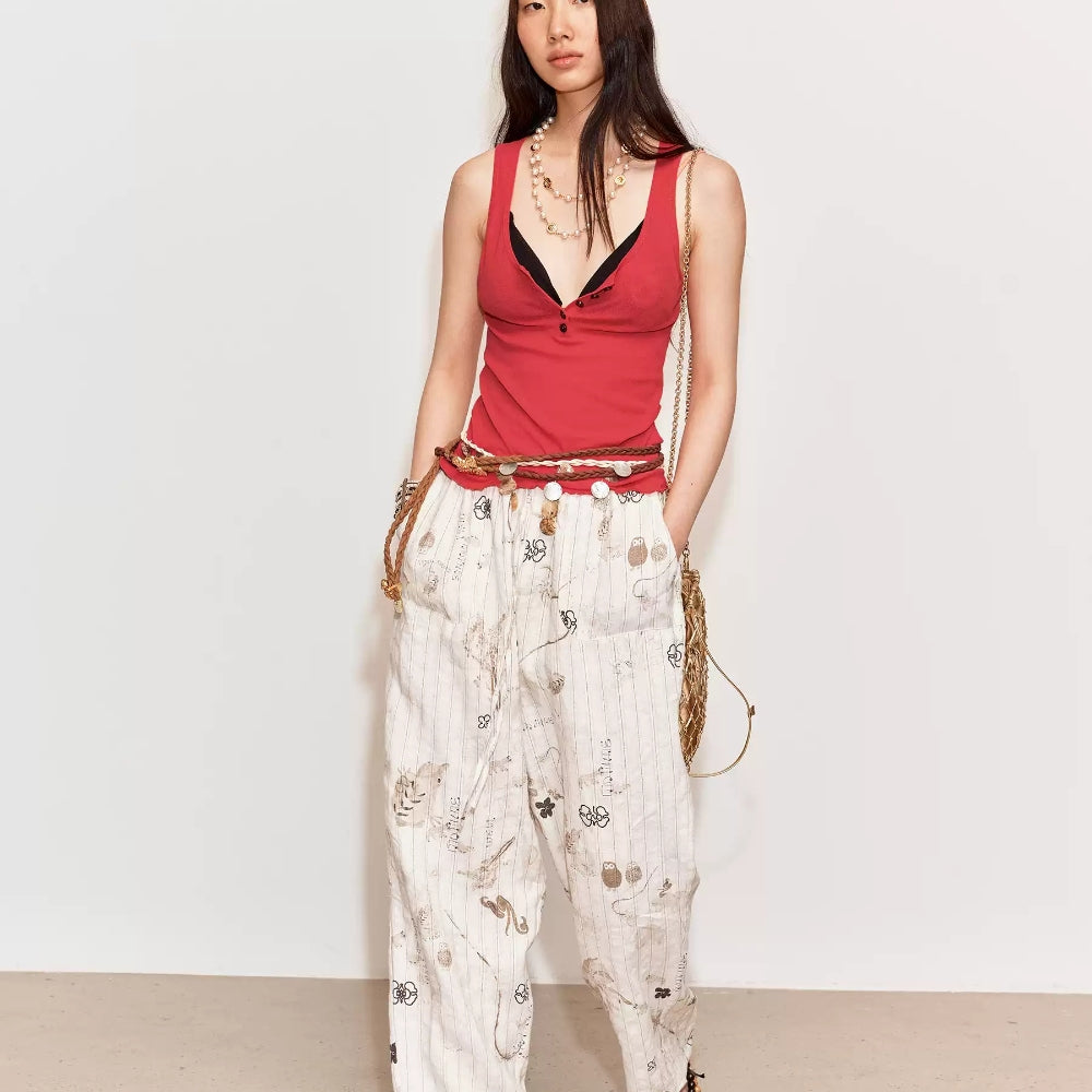 MEDIUM WELL Linen Print Pants