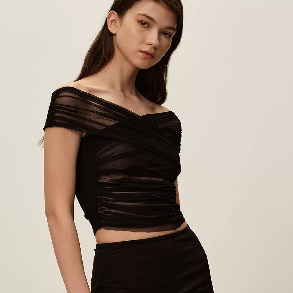 SIJIASUDIO Black Mesh Top