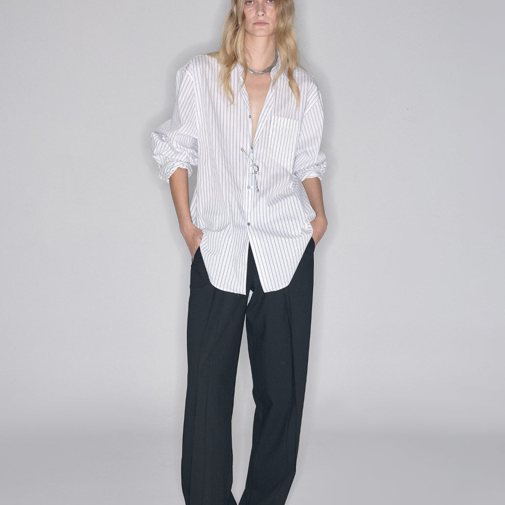 SANFRONTIERES Striped Overshirt