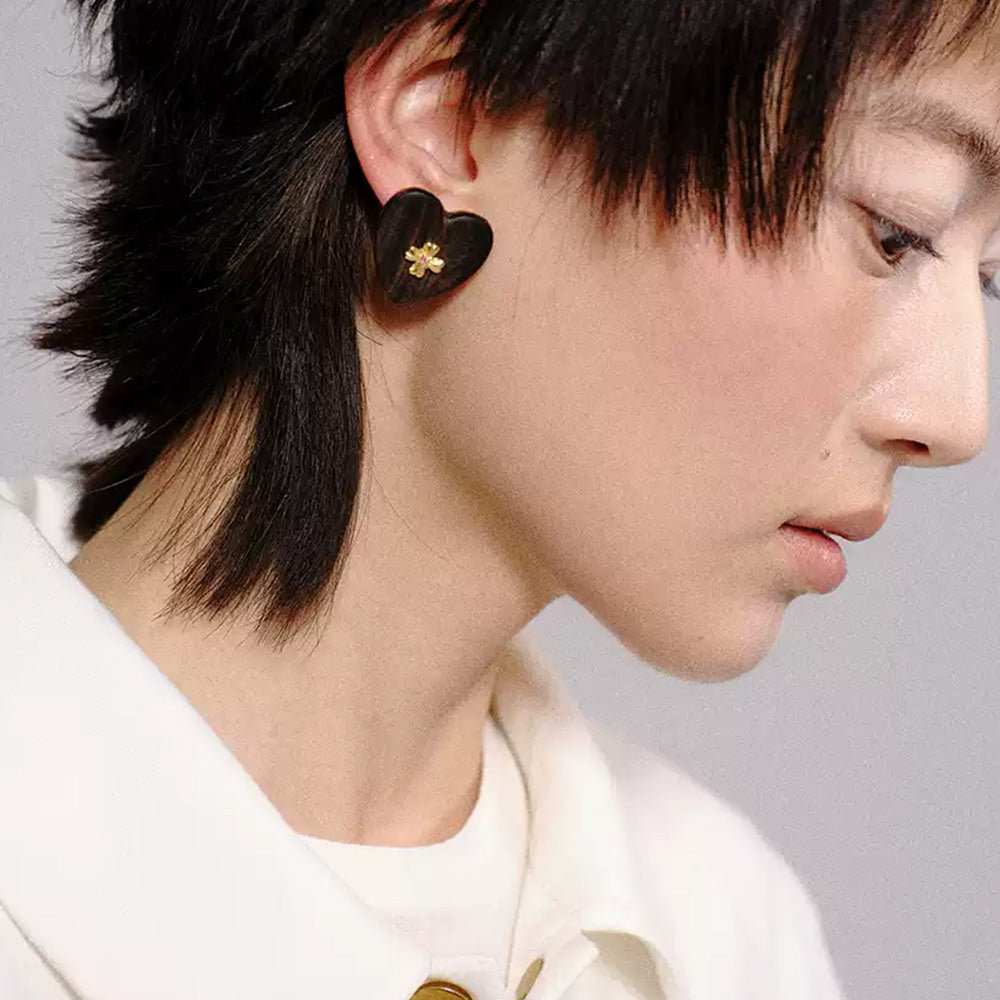 tokokkino Ebony Heart Earrings
