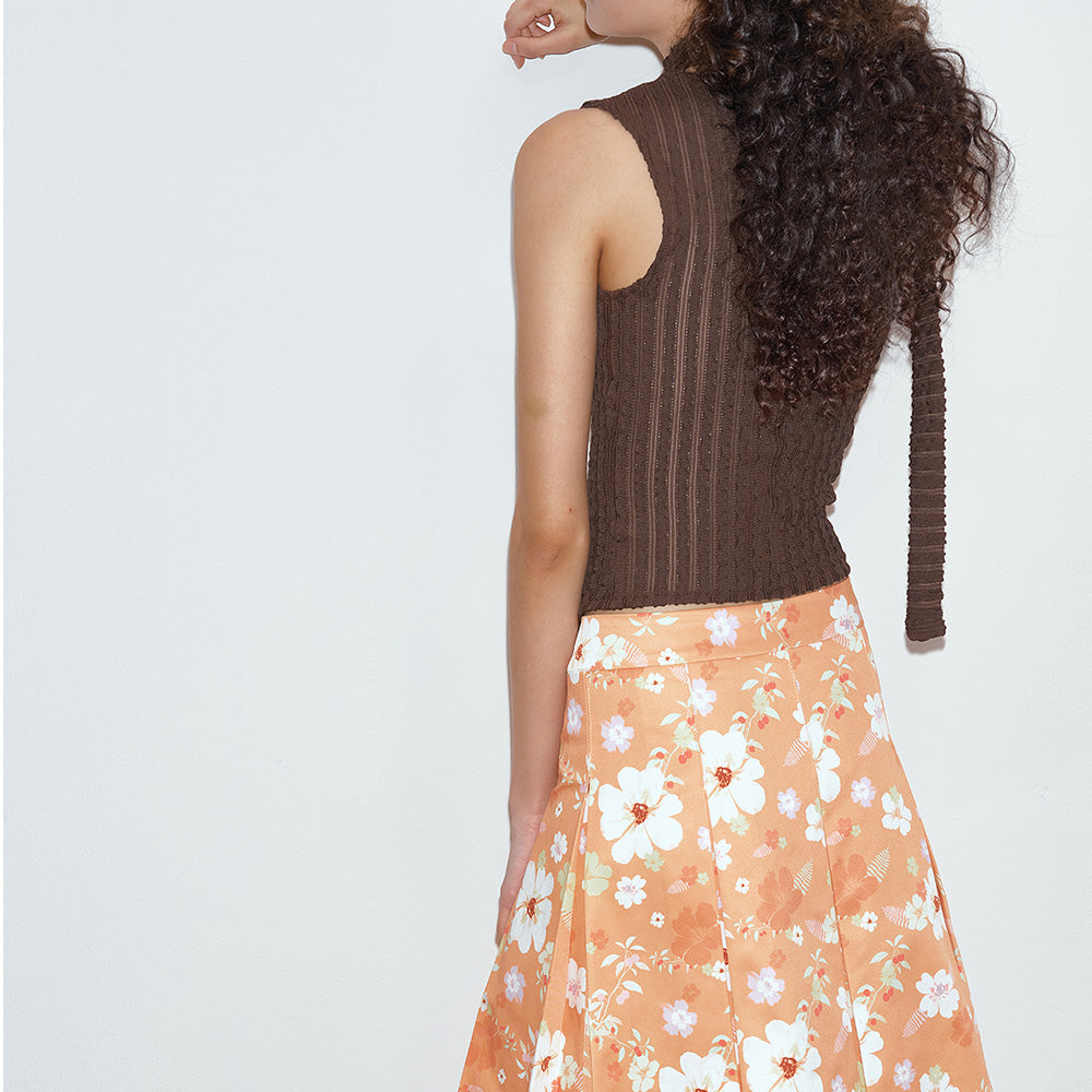 2AM POETRY Orange Floral Skirt