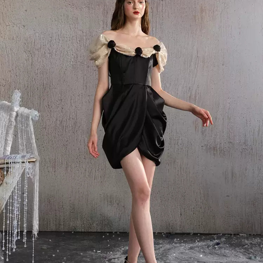 ARTE PURA Black Peplum Dress