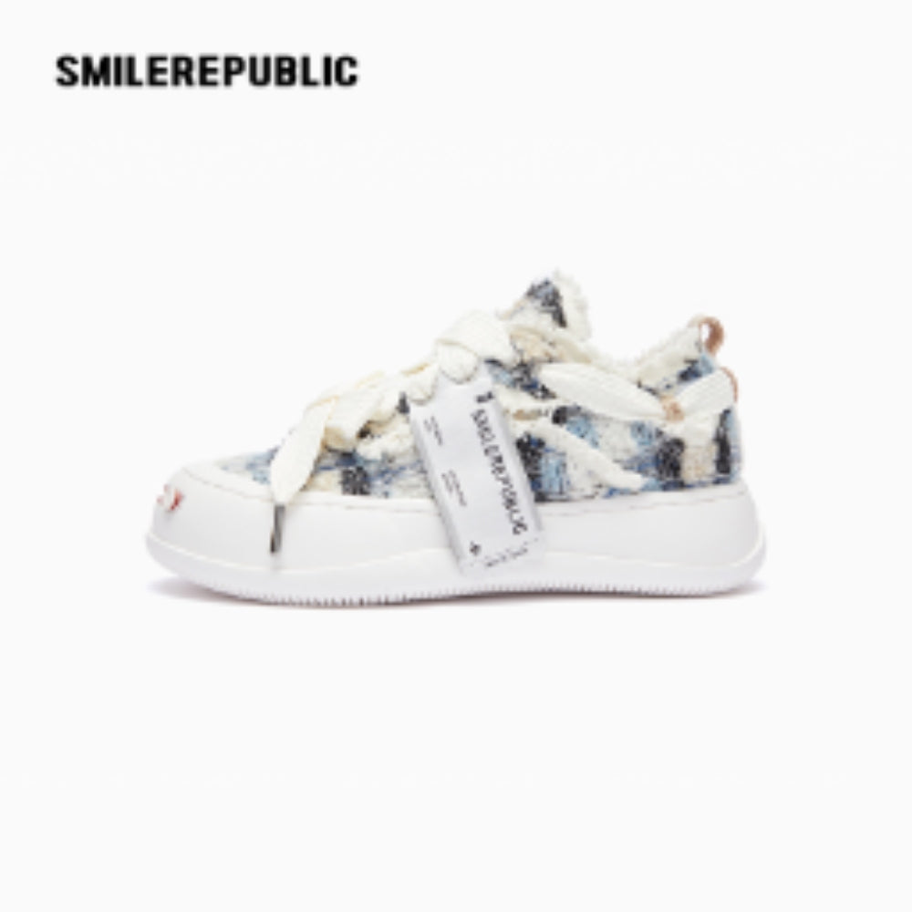 SMILEREPULIC denim open smile platform shoes blue and black