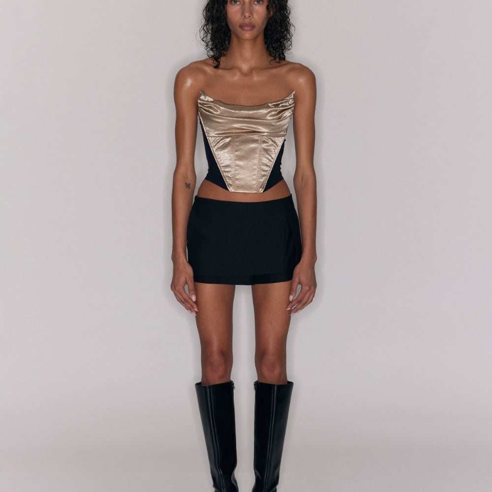 SANFRONTIERES Gold Corset Top