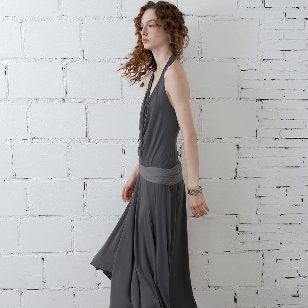 2AM POETRY Gray Draped Dress