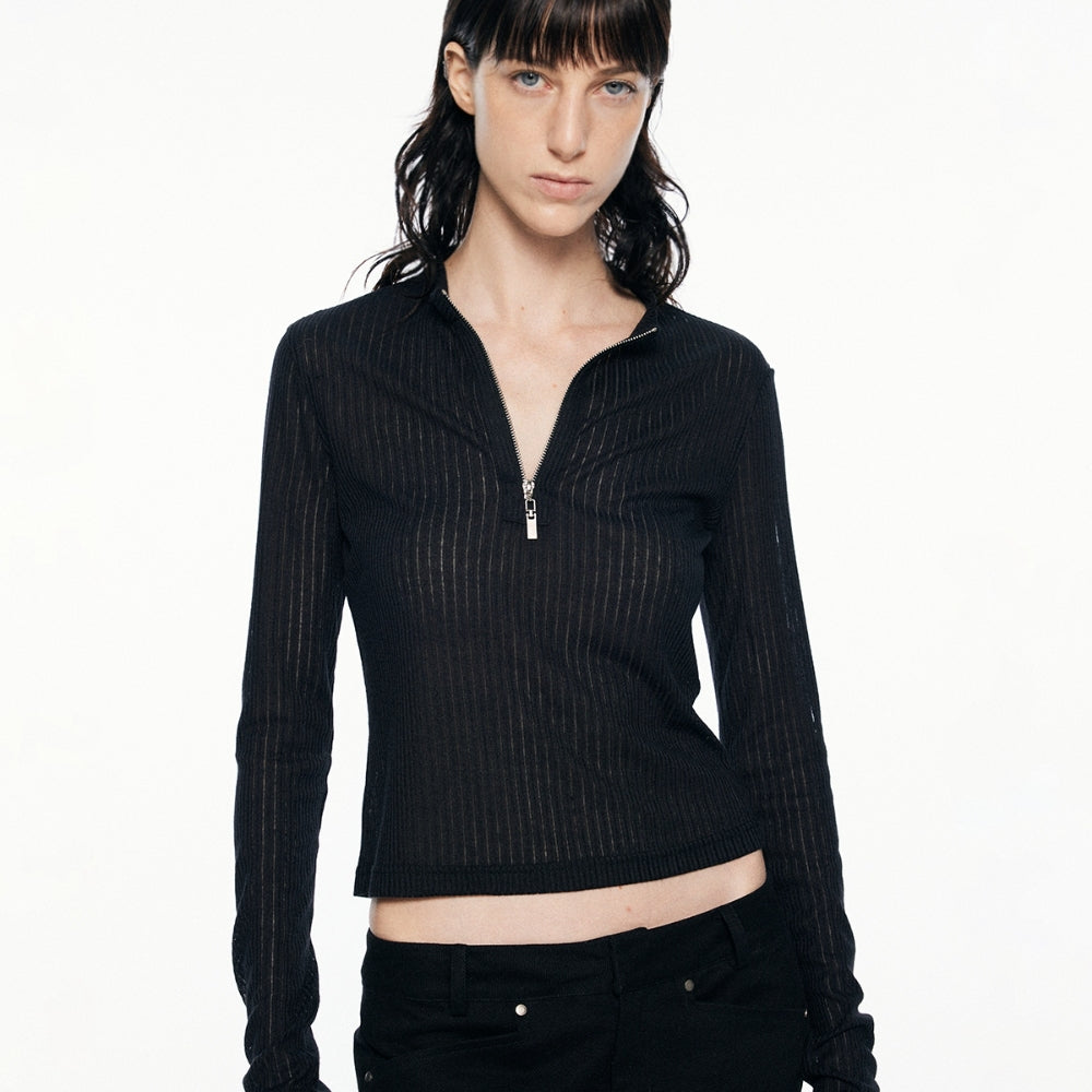 SANFRONTIERES Semi-Zip Top