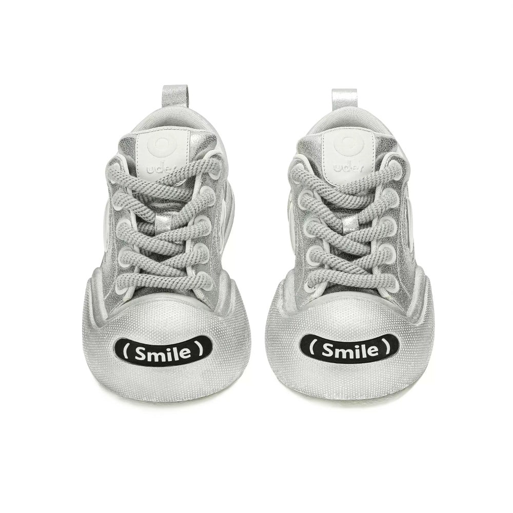 Ouder smiler open smile canvas shoes sliver