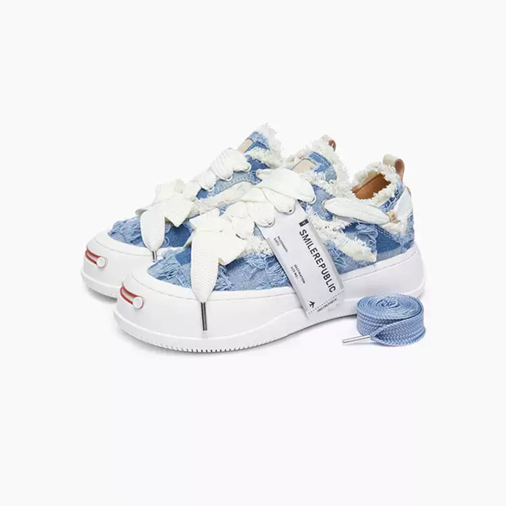 SMILEREPULIC denim open smile platform shoes blue