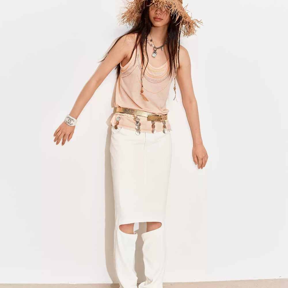 MEDIUM WELL Lace Faux Two-piece Vest