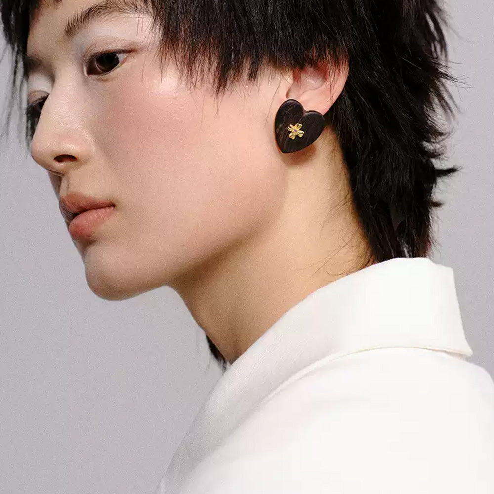 tokokkino Ebony Heart Earrings