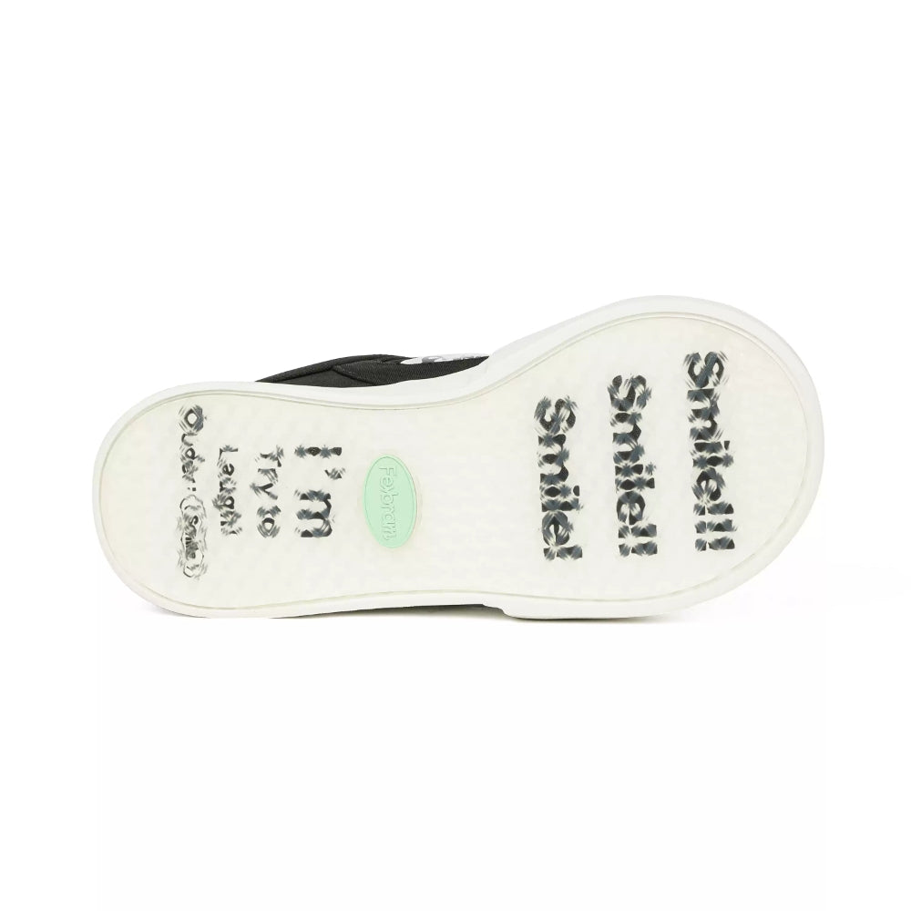 Ouder smiler open smile canvas shoes white and black