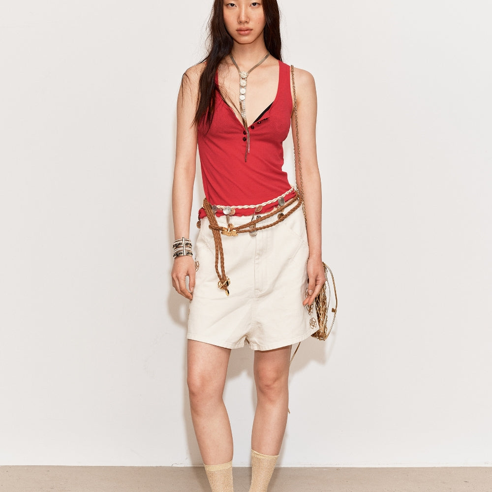 MEDIUM WELL Embroidered Washed Shorts