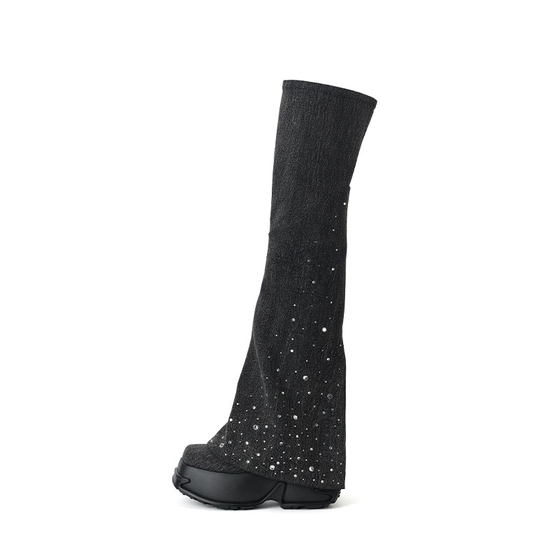 DAPHNE LAB [Sugar Cube] Rhinestone Over-the-Knee Boots