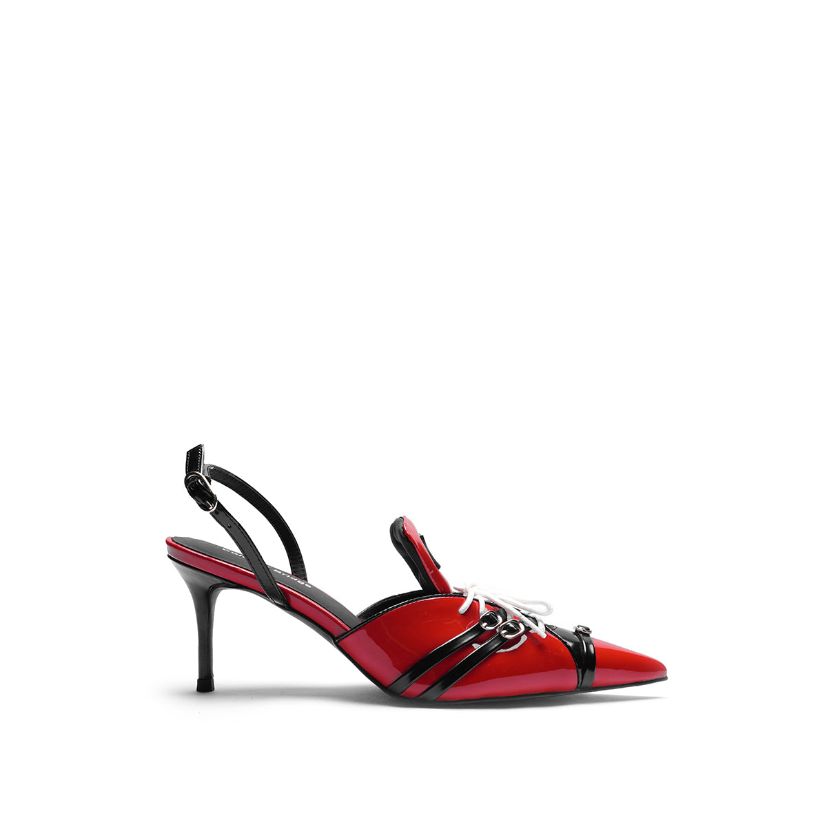 Colorful Bridge丨F1 Racing Series Designer Sports High Heels Pointed Toe Patent Leather Sandals