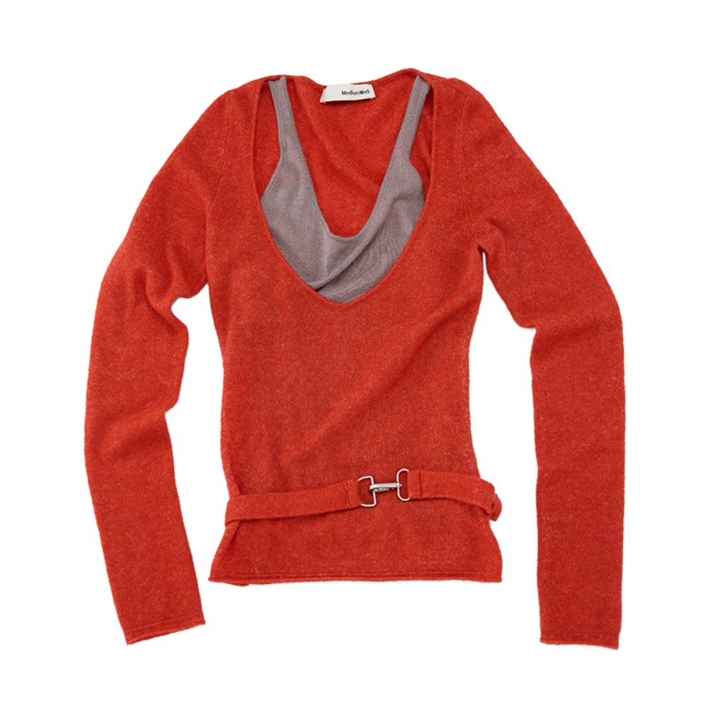 MEDIUM WELL Mock Layered Knit Top