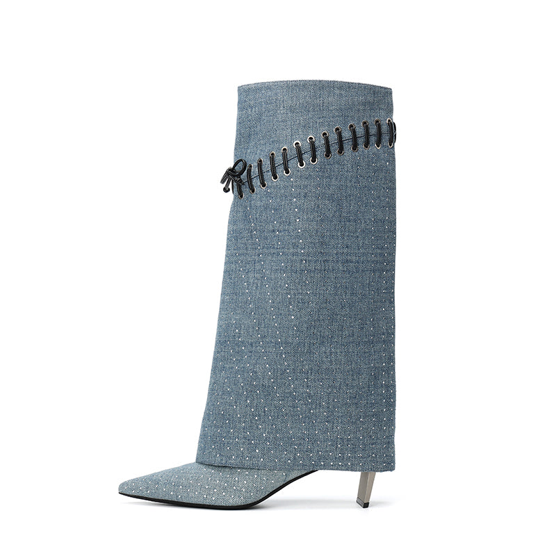 DAPHNE LAB [Sugar Cube Series] Pointed High Boots