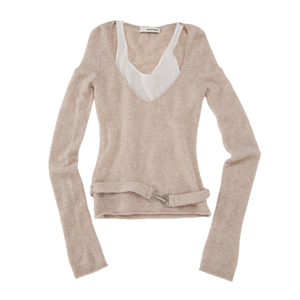 MEDIUM WELL Mock Layered Knit Top