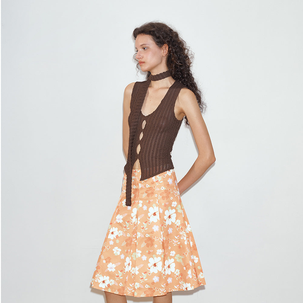 2AM POETRY Orange Floral Skirt