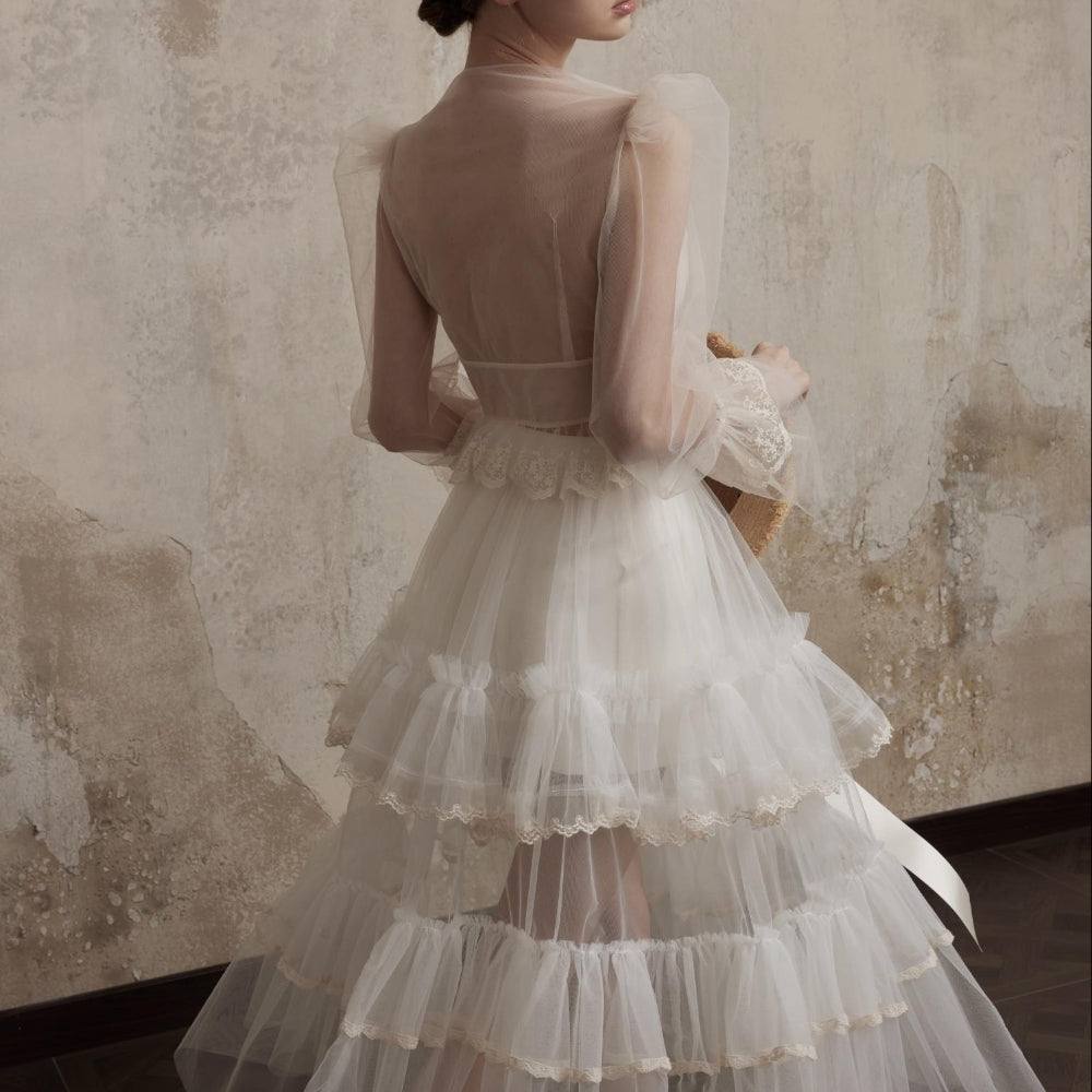 FA SOGNO White Tiered Gown