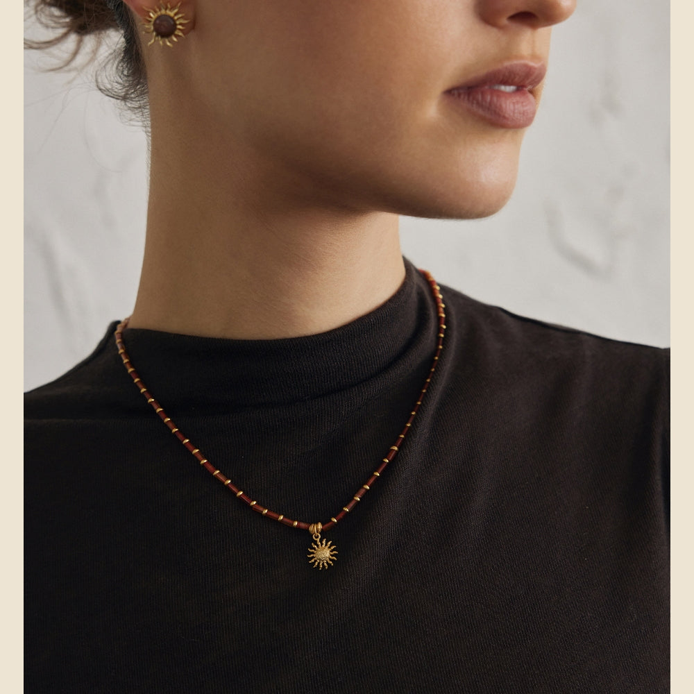 MONSECRET Red Agate Necklace