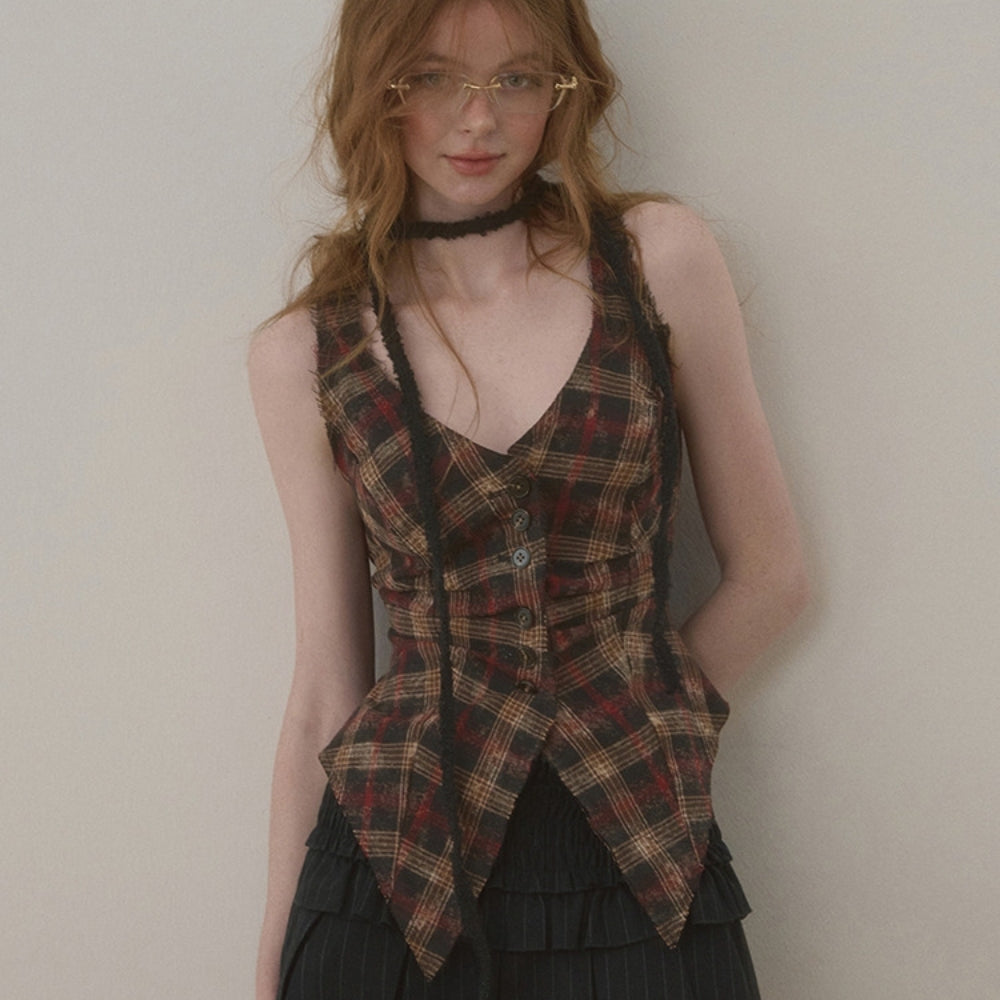 WOOHA Plaid Vest