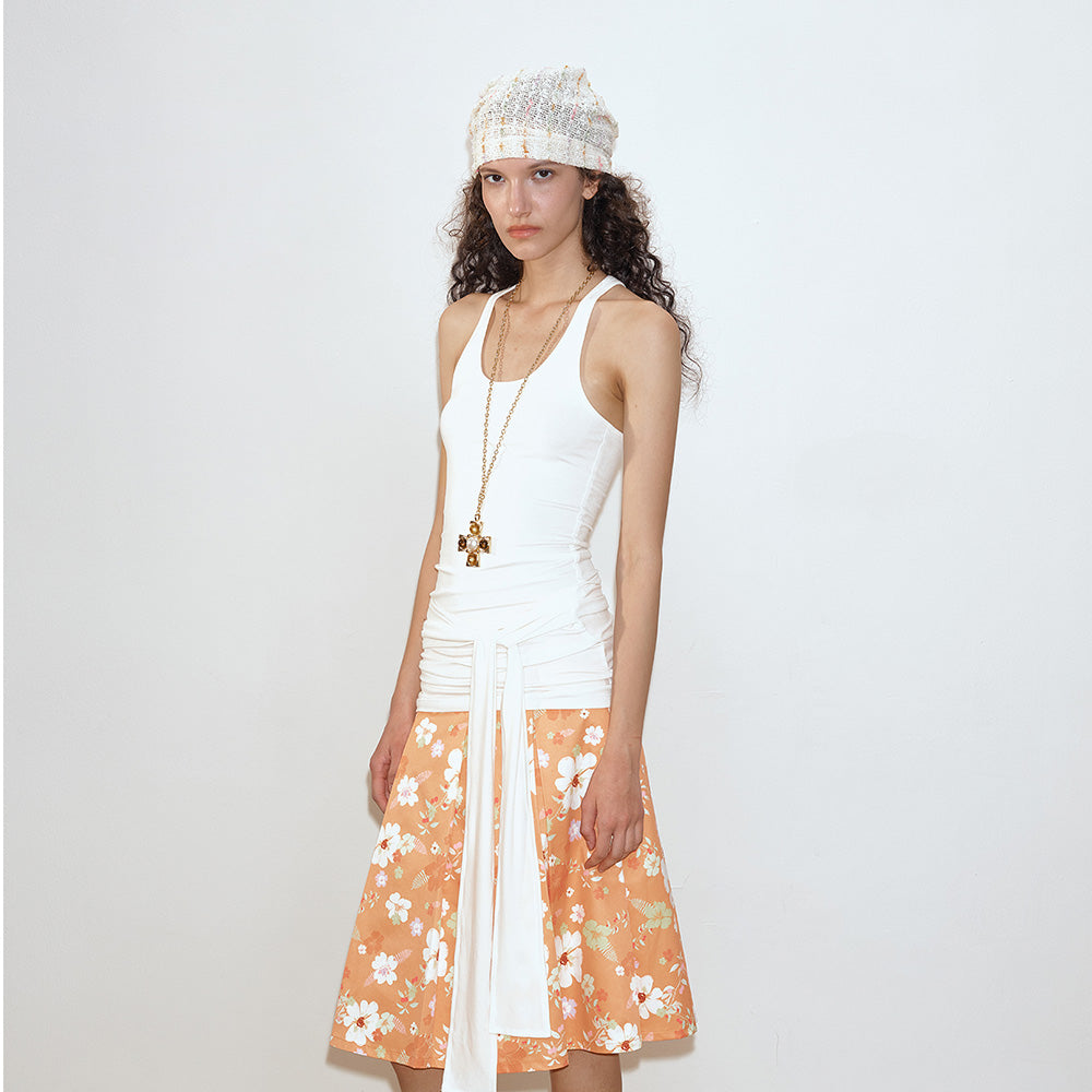 2AM POETRY Orange Floral Skirt