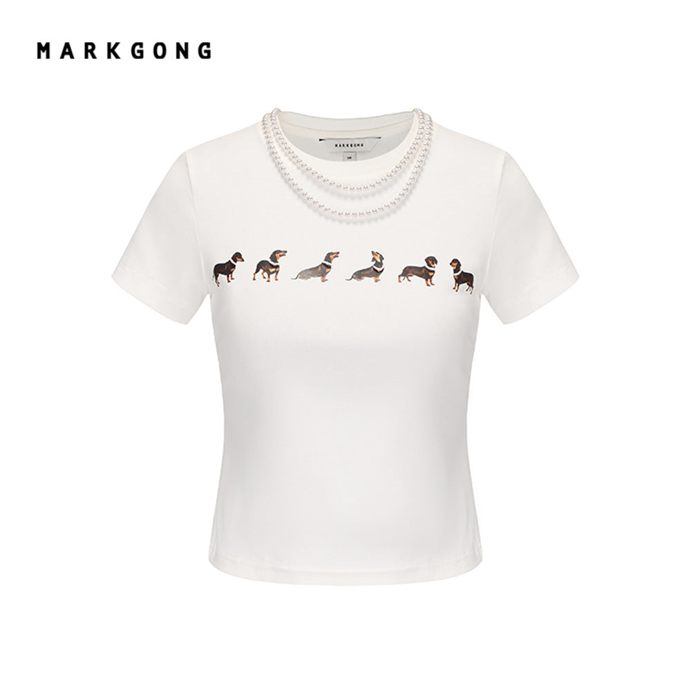 MARKGONG Dog Print Fitted Tee