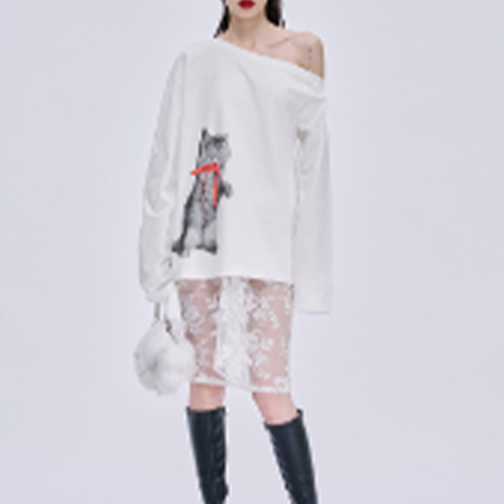 MARKGONG Cat Print Long Sleeve