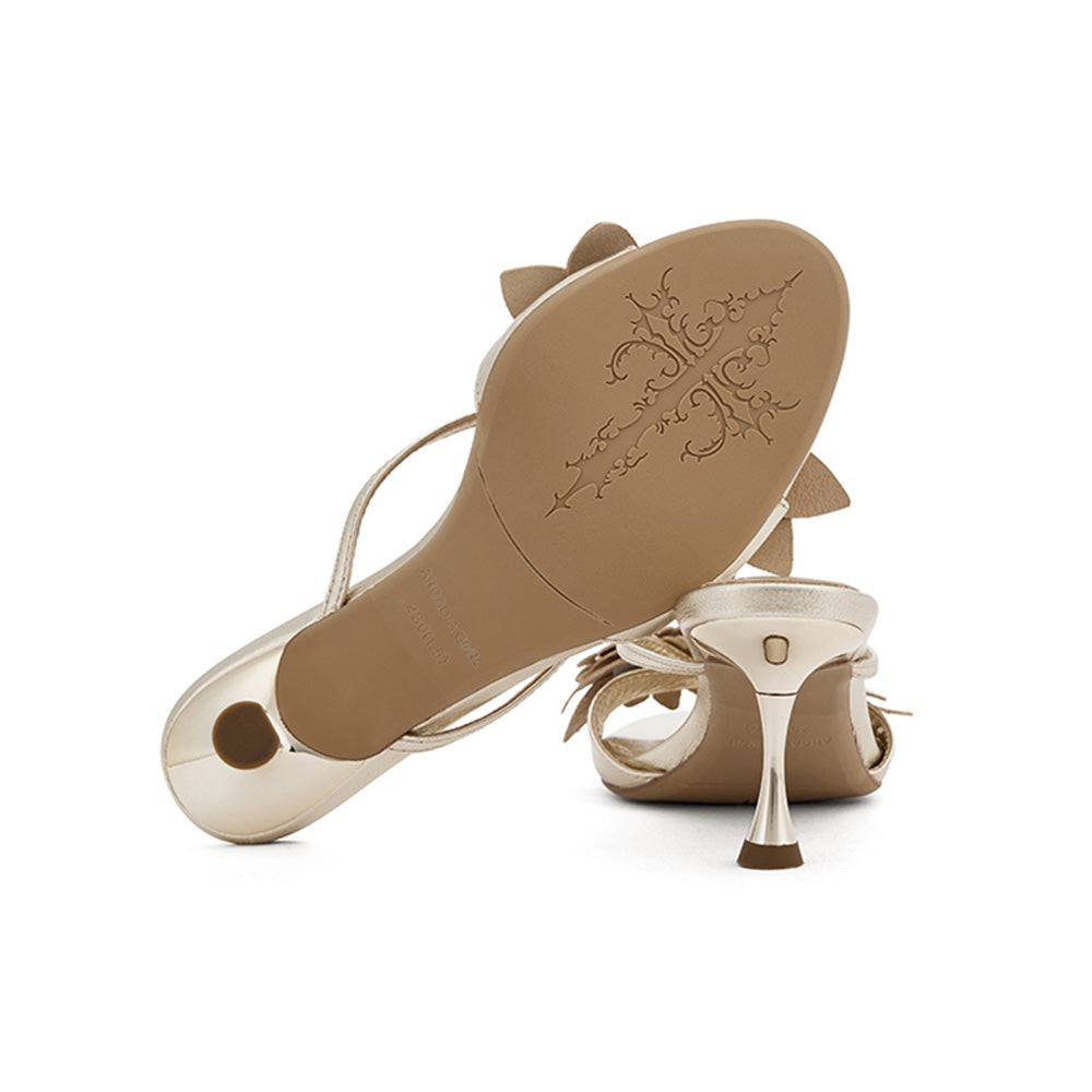 ARCADIAGYAL Gold Flower Heels