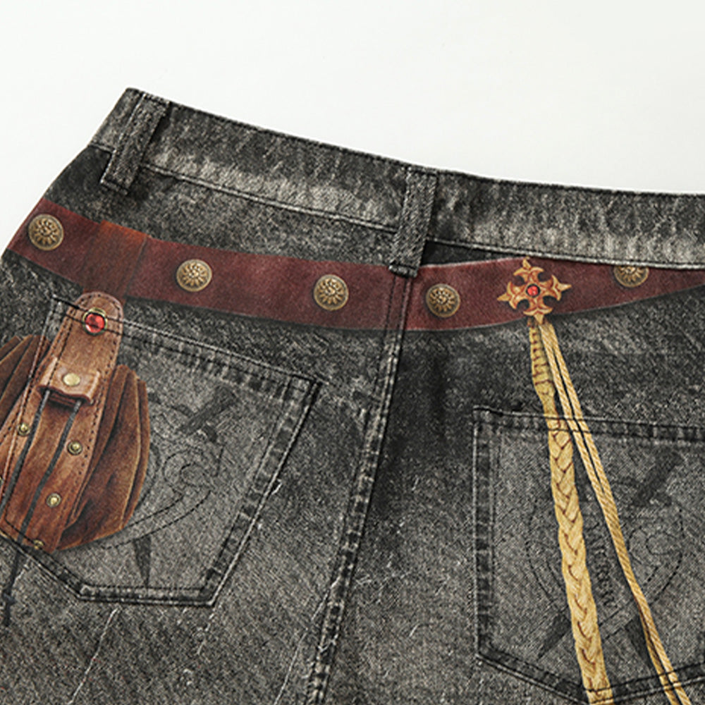 YADcrew Sword Print Jeans