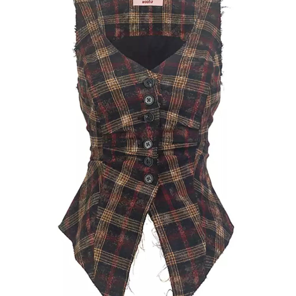 WOOHA Plaid Vest
